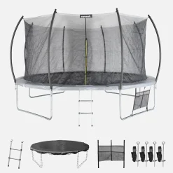 Trampolin 430 cm, internes Sicherheitsnetz und Zubehörpaket