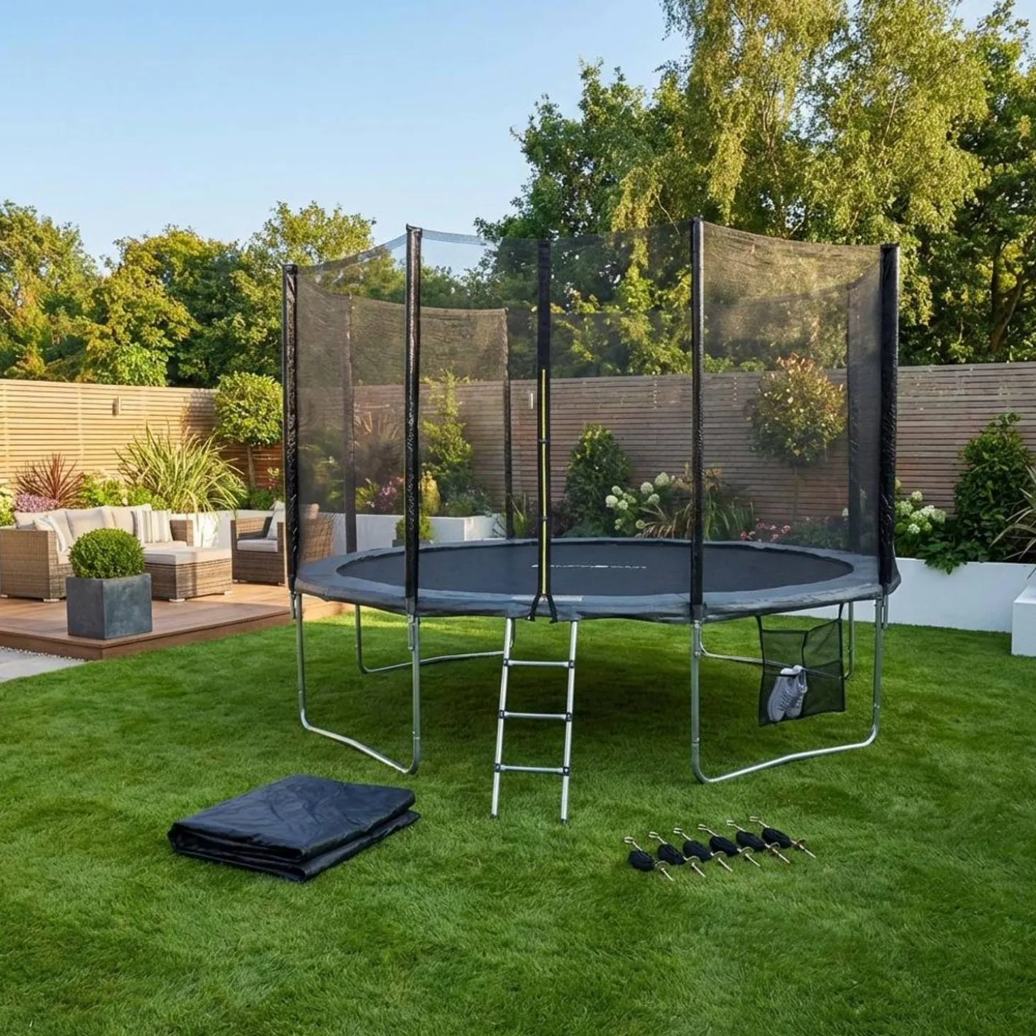 Trampolin Ø490cm mit Sicherheitsnetz und Zubehör