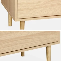 TV-Möbel in Naturholzeffekt - 2 Schubladen - 2 Ebenen - 2 Türen L 160 cm