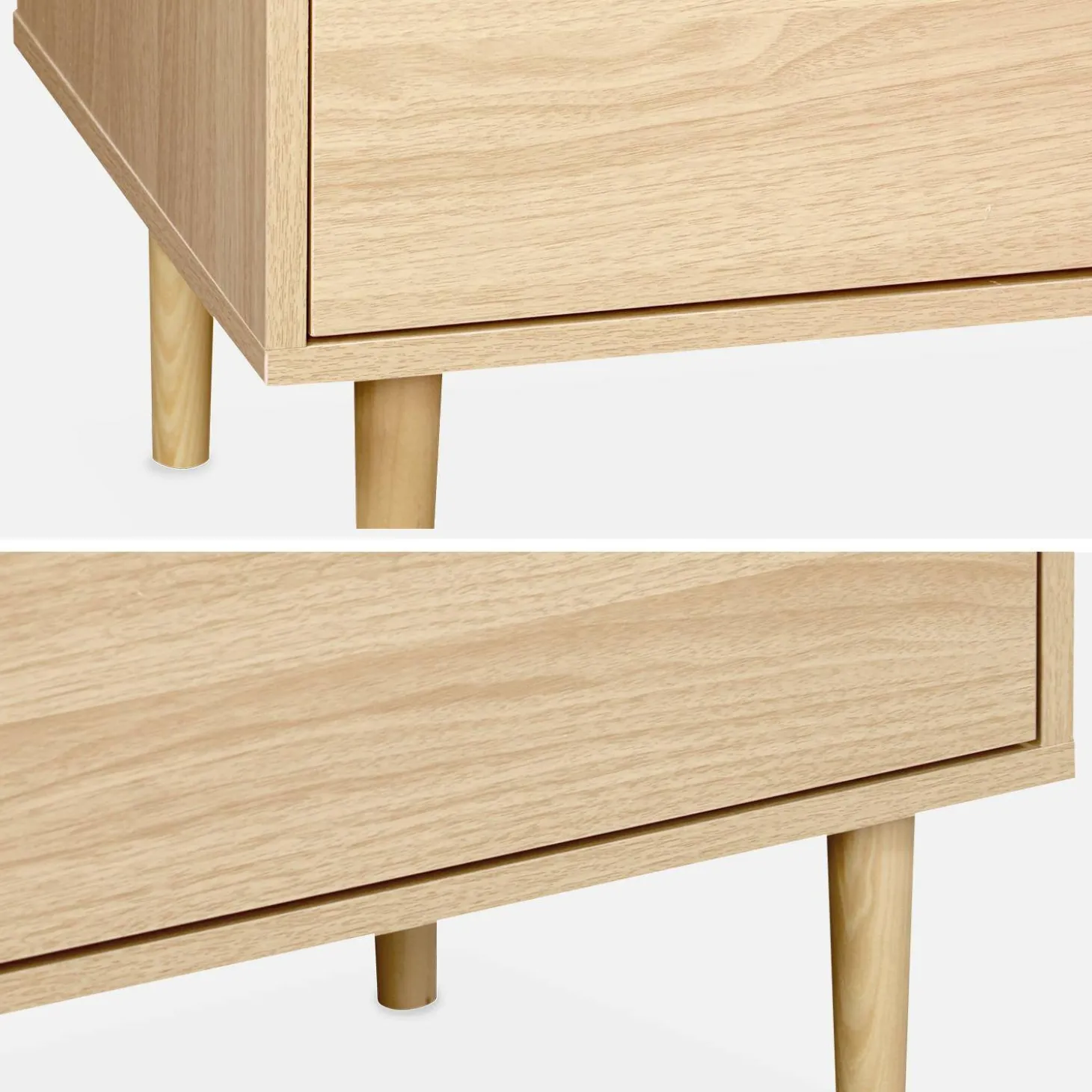 TV-Möbel in Naturholzeffekt - 2 Schubladen - 2 Ebenen - 2 Türen L 160 cm