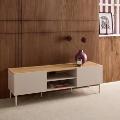 TV-Möbel Metall und Holzdekor 2 Türen 140cm