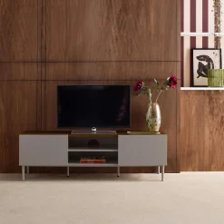 TV-Möbel Metall und Holzdekor 2 Türen 140cm