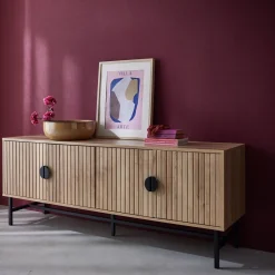 TV-Möbel mit geriffeltem Holzdekor 160 cm