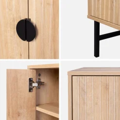 TV-Möbel mit geriffeltem Holzdekor 160 cm