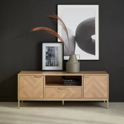 TV-Möbel mit Holzdekor in Fischgrät Optik