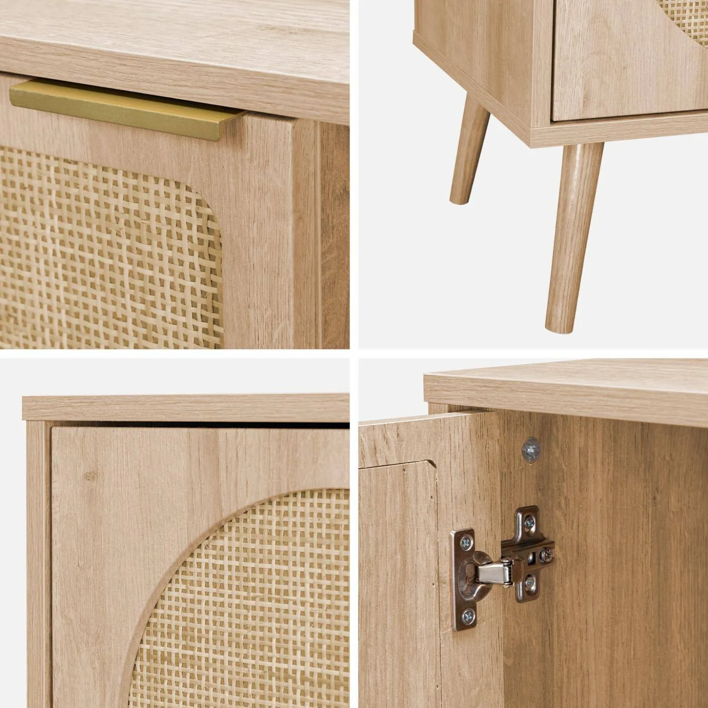 TV-Möbel mit Holzdekor und abgerundetem Rattan-Geflecht 120 cm