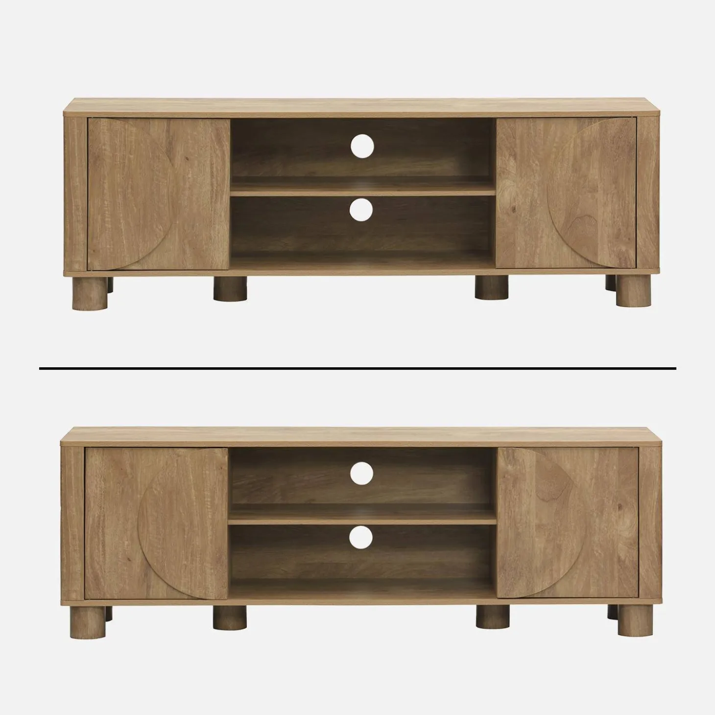 TV-Möbel mit Mango-Holzoptik 2 wendbare Türen 155cm