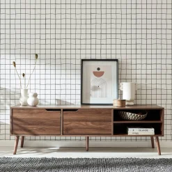 TV-Möbel mit Nussbaumdekor, 2 Türen, 160 cm