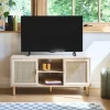 TV-Möbel mit Rattan-Geflecht und Holzdekor 120 cm
