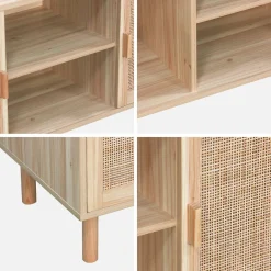 TV-Möbel mit Rattan-Geflecht und Holzdekor 120 cm