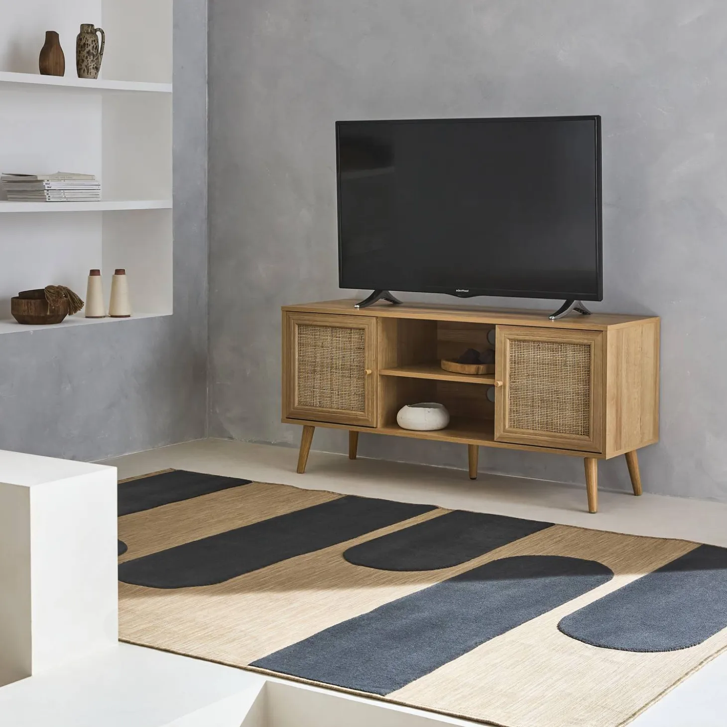 TV-Möbel mit Rattangeflecht 120 x 39 x 56,5 cm