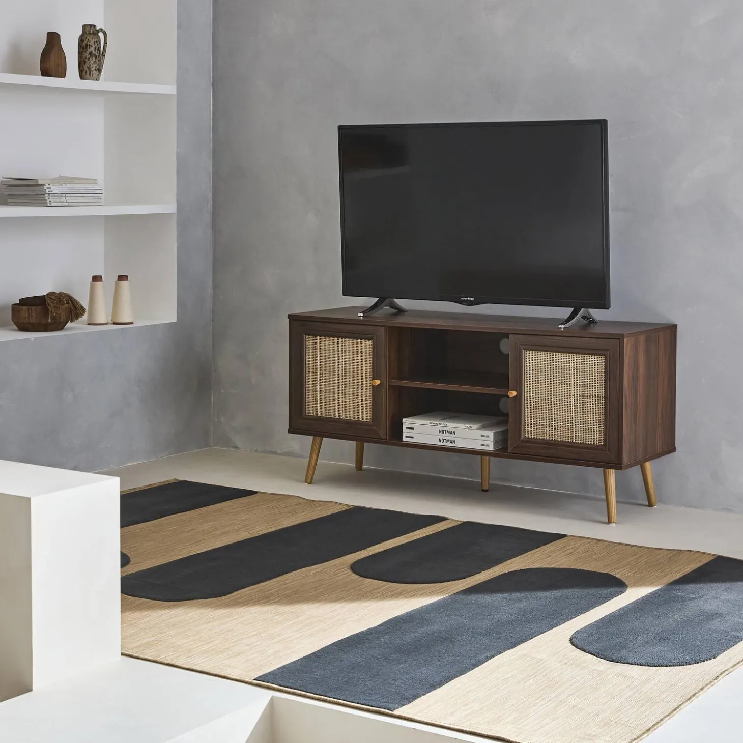 TV-Möbel mit Rattangeflecht 120 x 39 x 56,5 cm