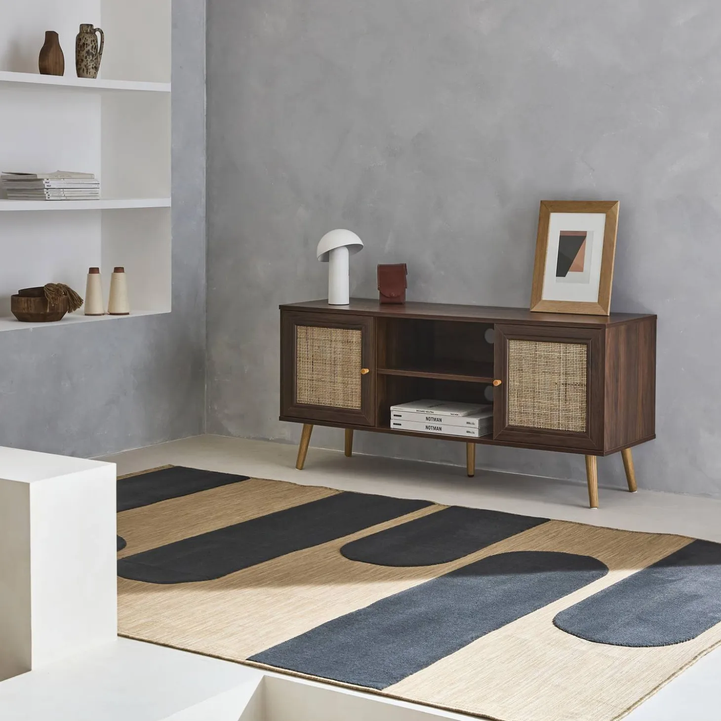 TV-Möbel mit Rattangeflecht 120 x 39 x 56,5 cm