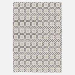 Vintage Innen-/Außenteppich Creme Beige Blau