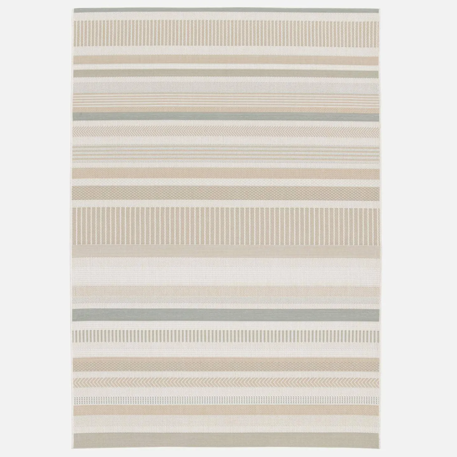 Vintage Innen-/Außenteppich mit Streifenmuster in Creme Beige Grau