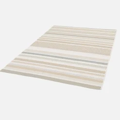 Vintage Innen-/Außenteppich mit Streifenmuster in Creme Beige Grau