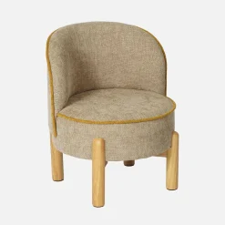 Vintage Kindersessel Heveaholz und Chenille-Bezug