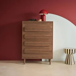 Vintage-Kommode in Holzoptik mit 5 Schubladen