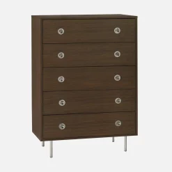Vintage-Kommode mit Holzdekor und Edelstahl, 5 Schubladen