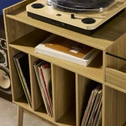 Vintage-Möbel für Schallplatten mit Holzdekor