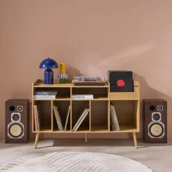 Vintage-Möbel XL für Schallplatten mit Holzdekor 130 cm