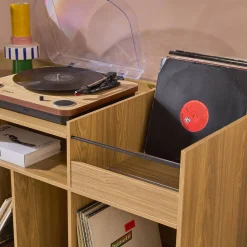 Vintage-Möbel XL für Schallplatten mit Holzdekor 130 cm