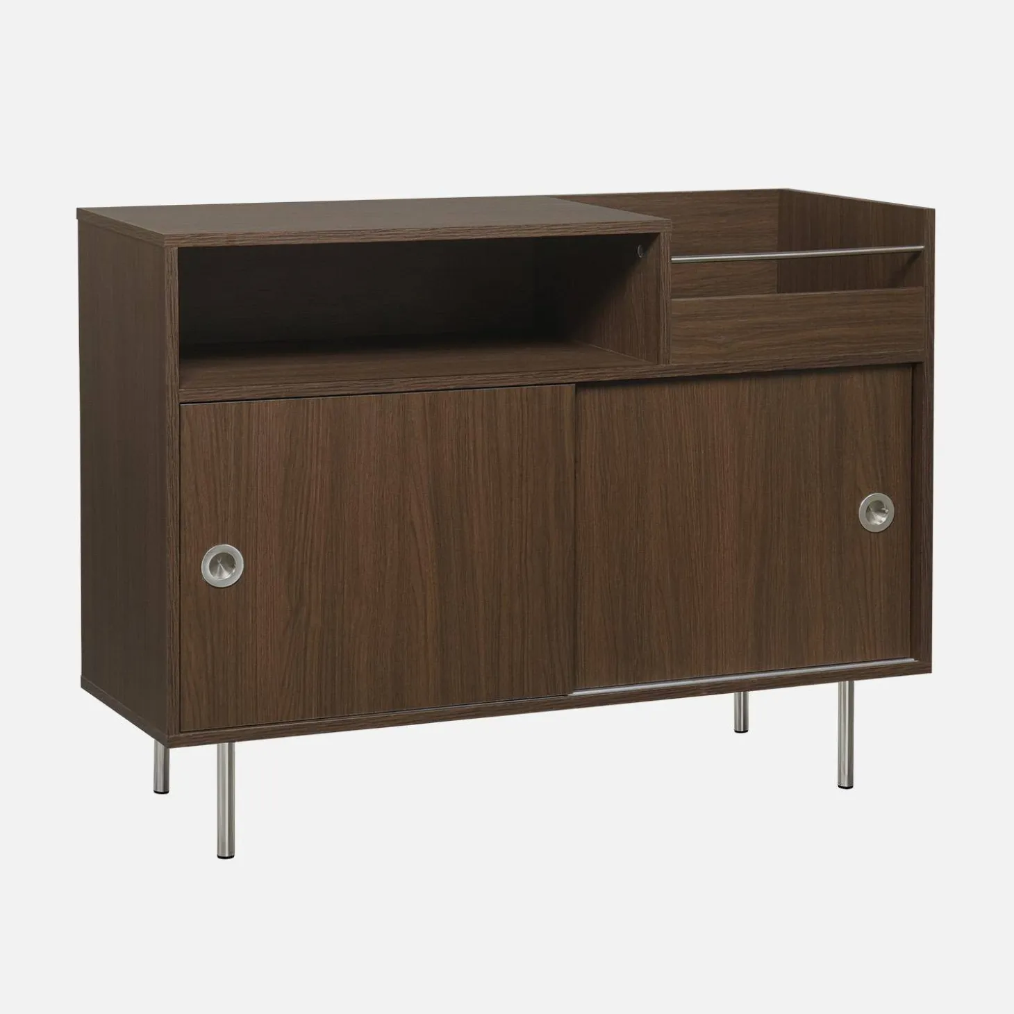 Vintage Schallplattenschrank mit Holzdekor und Edelstahl 100cm
