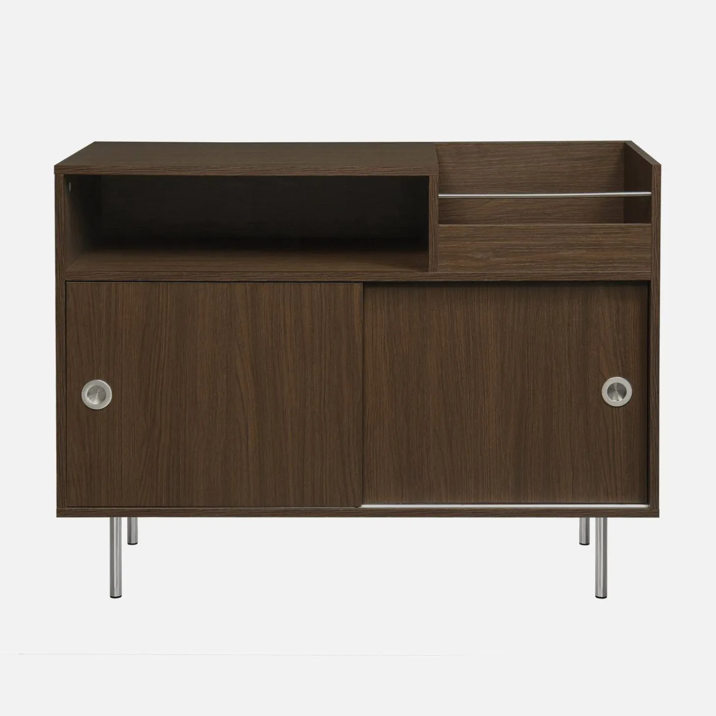 Vintage Schallplattenschrank mit Holzdekor und Edelstahl 100cm