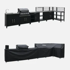 Vollständige Außenküche 7 Elemente + Gasgrill + Schutzhülle