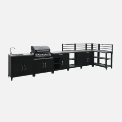 Vollständige Außenküche 7 Elemente + Gasgrill + Schutzhülle