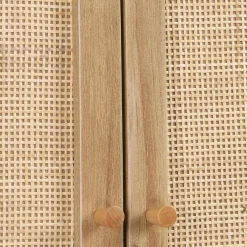 WC-Regal mit Holzdekor und Rattan-Geflecht