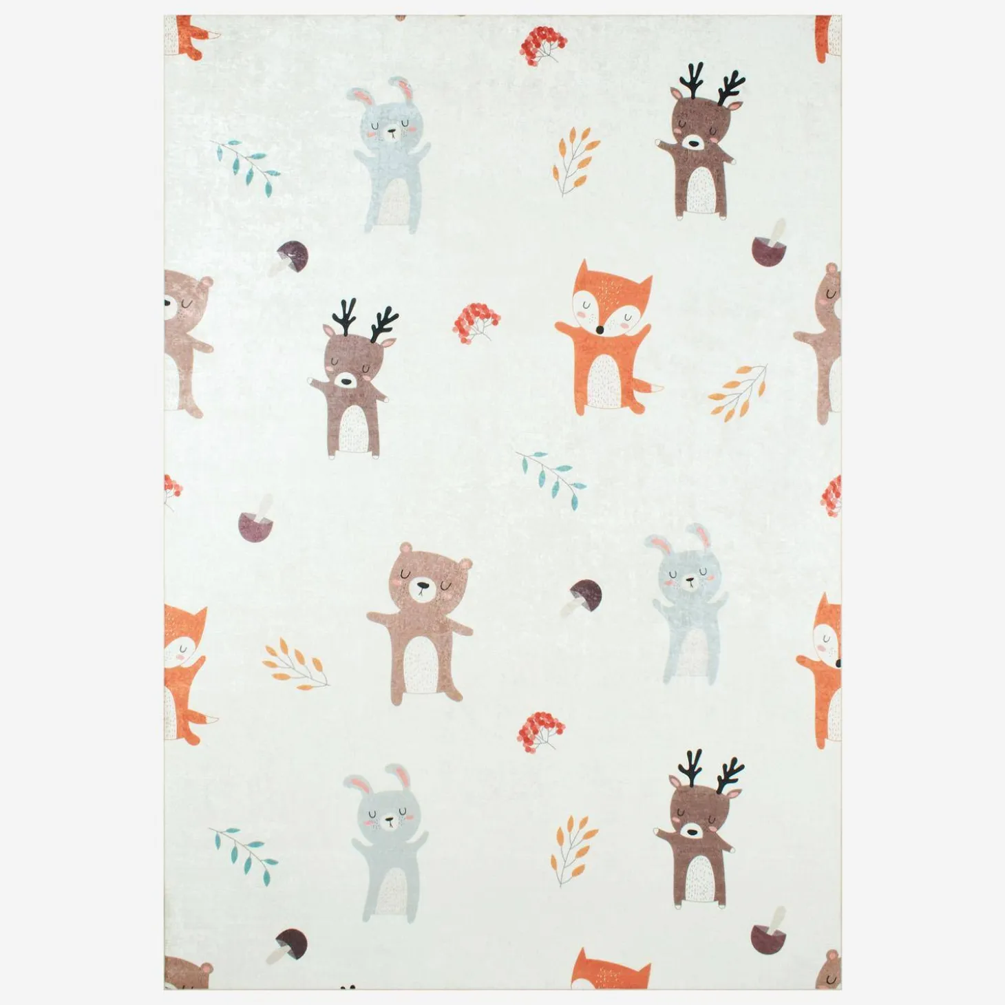 Weißer Kinderteppich mit Tiermotiven