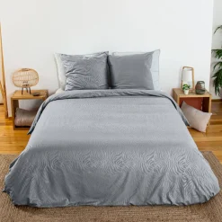 Wendebettwäsche-Set aus Polyester mit Zebradruck, 2 Plätze, grau