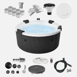 Whirlpool rund 180cm 6-Personen Hydromassage, 4 Kissen, Abdeckung, Cover + 8 Filter