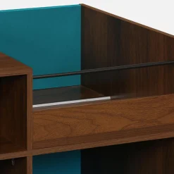 Zweifarbiger Vintage Schallplattenschrank mit Holzdekor und farbigem Hintergrund 100cm